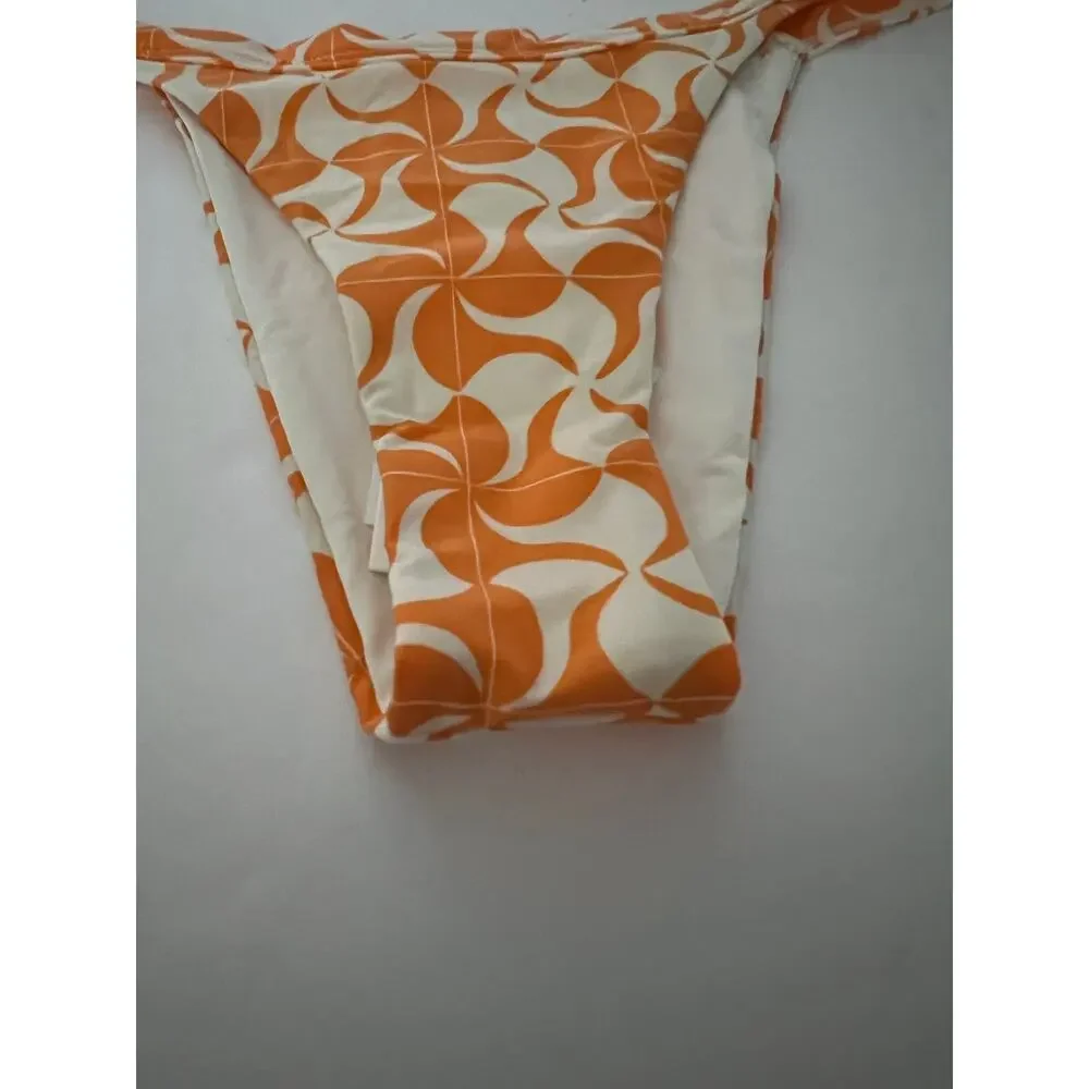 NWT L*Space Women's Swimwear Camdyn Bikini Bottom Bitsy Cut Orange Cream Size S